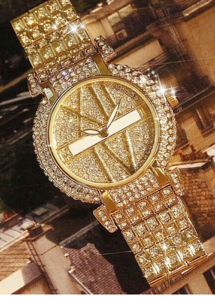 여성) 다이아몬드, 사파이어, 금장, 캐주얼 팔찌 시계