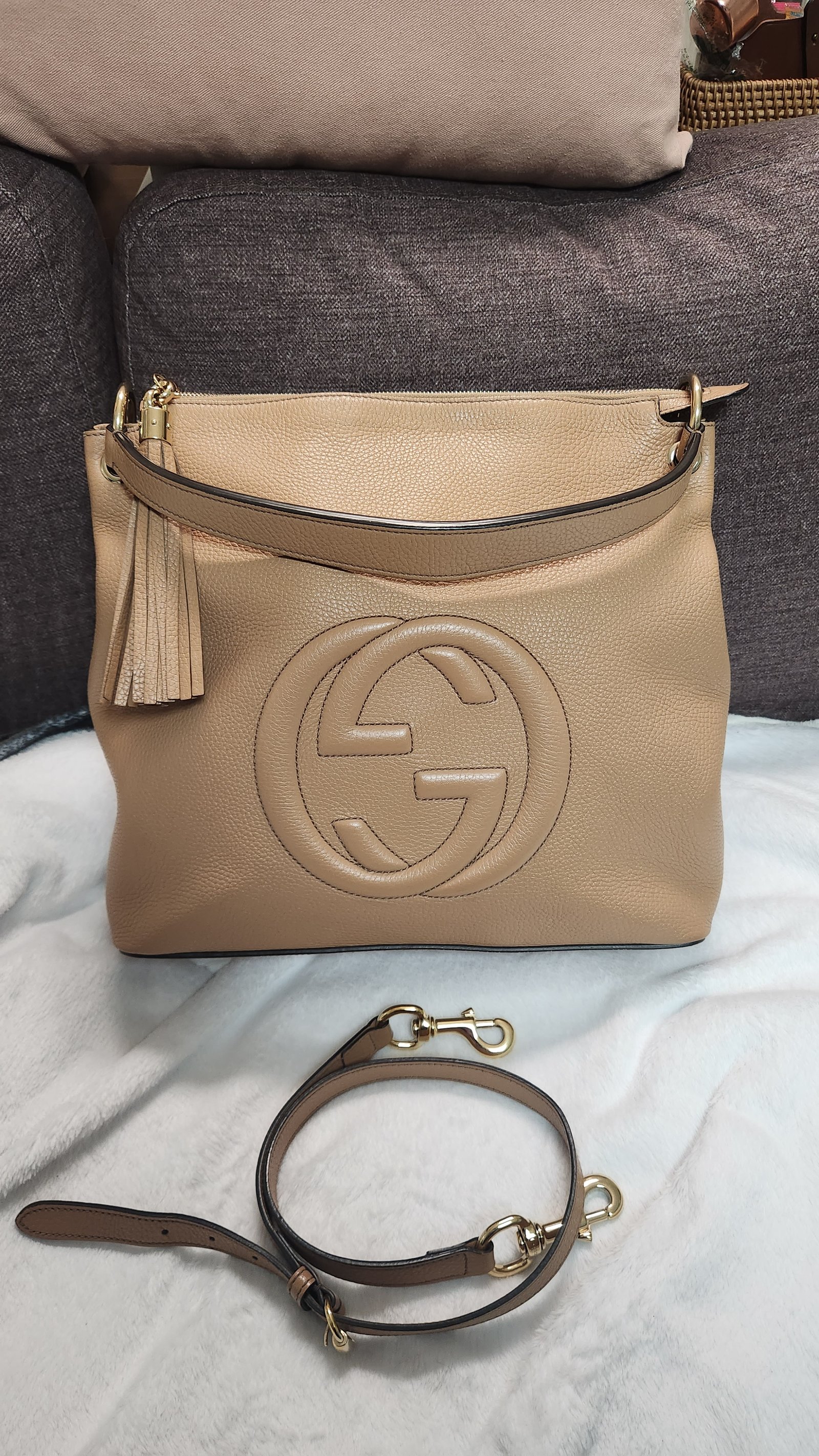 구찌 가방 소호 테슬 호보백 베이지 숄더백 토트백