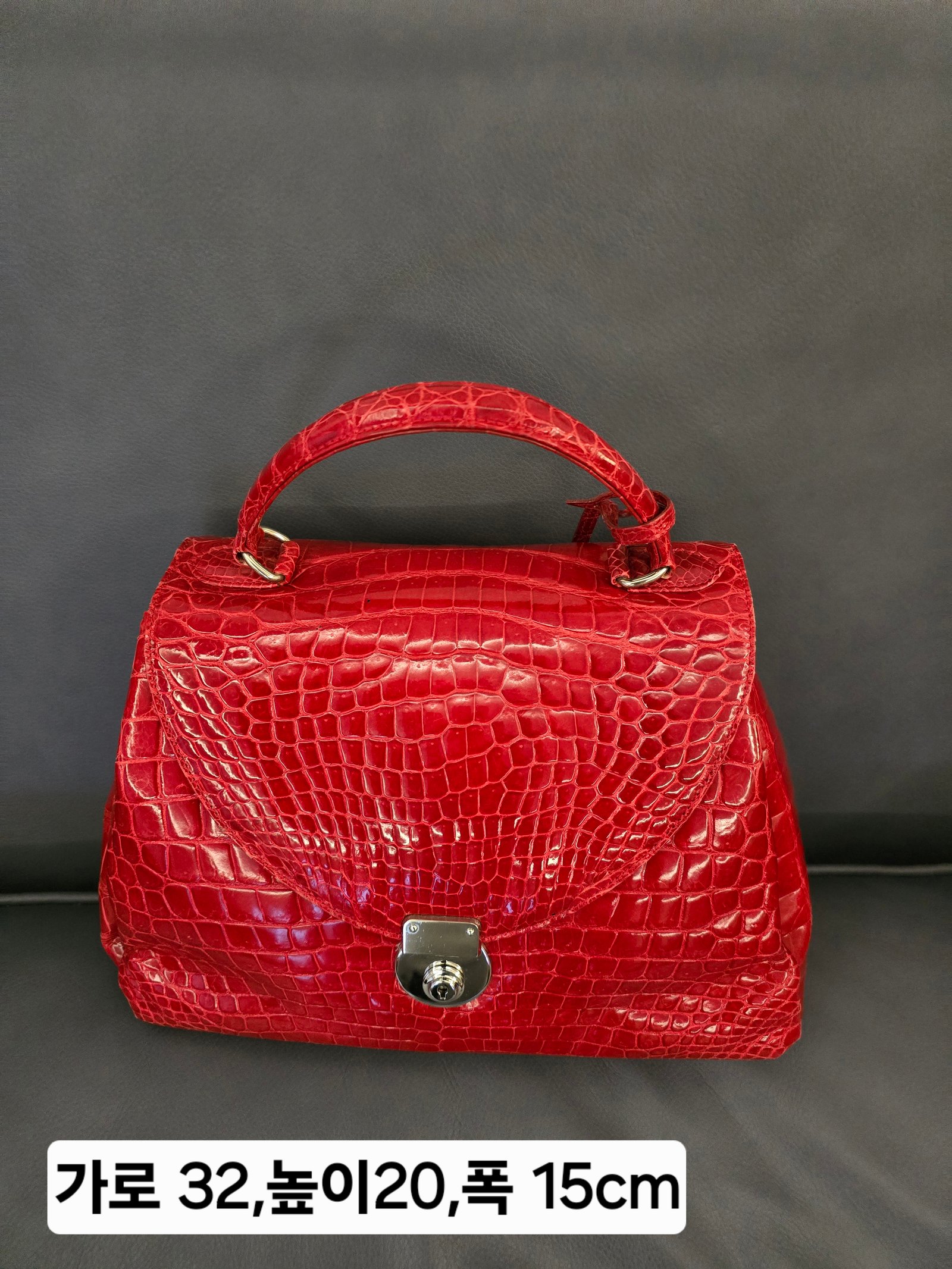 콜롬보 악어 가죽 토트백 레드