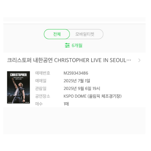 크리스토퍼 내한 티켓 양도